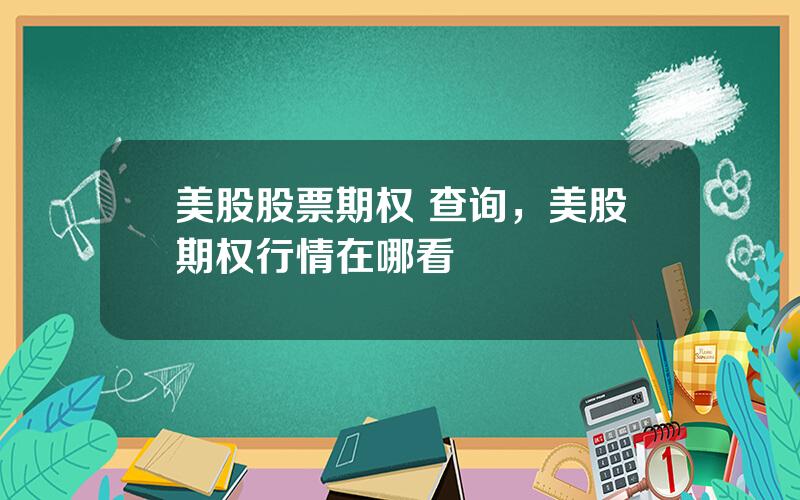 美股股票期权 查询，美股期权行情在哪看